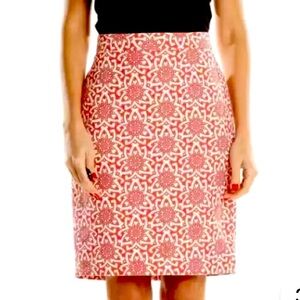 J Crew Basketweave pencil skirt CORAL LINEN Skirt Lined Back Slit Size 4